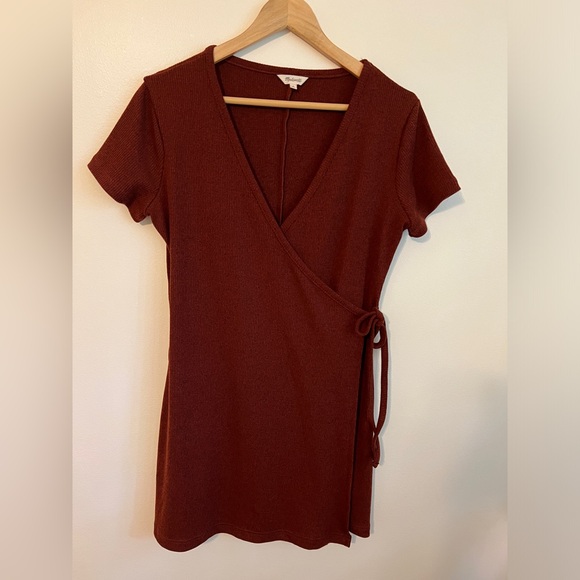Madewell Ribbed Knit Wrap Dress - Size Medium - Picture 3 of 13